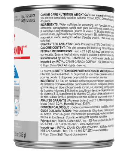 Conserve soin minceur pour chiens pâté en sauce Royal Canin, 385g