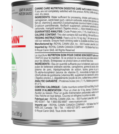 Conserve soin digestif pour chiens Royal Canin, 385g