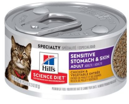 Conserve pour chats adultes, estomac et peau sensible, entrée de poulet et légumes, Science Diet 82g  (2.9oz)